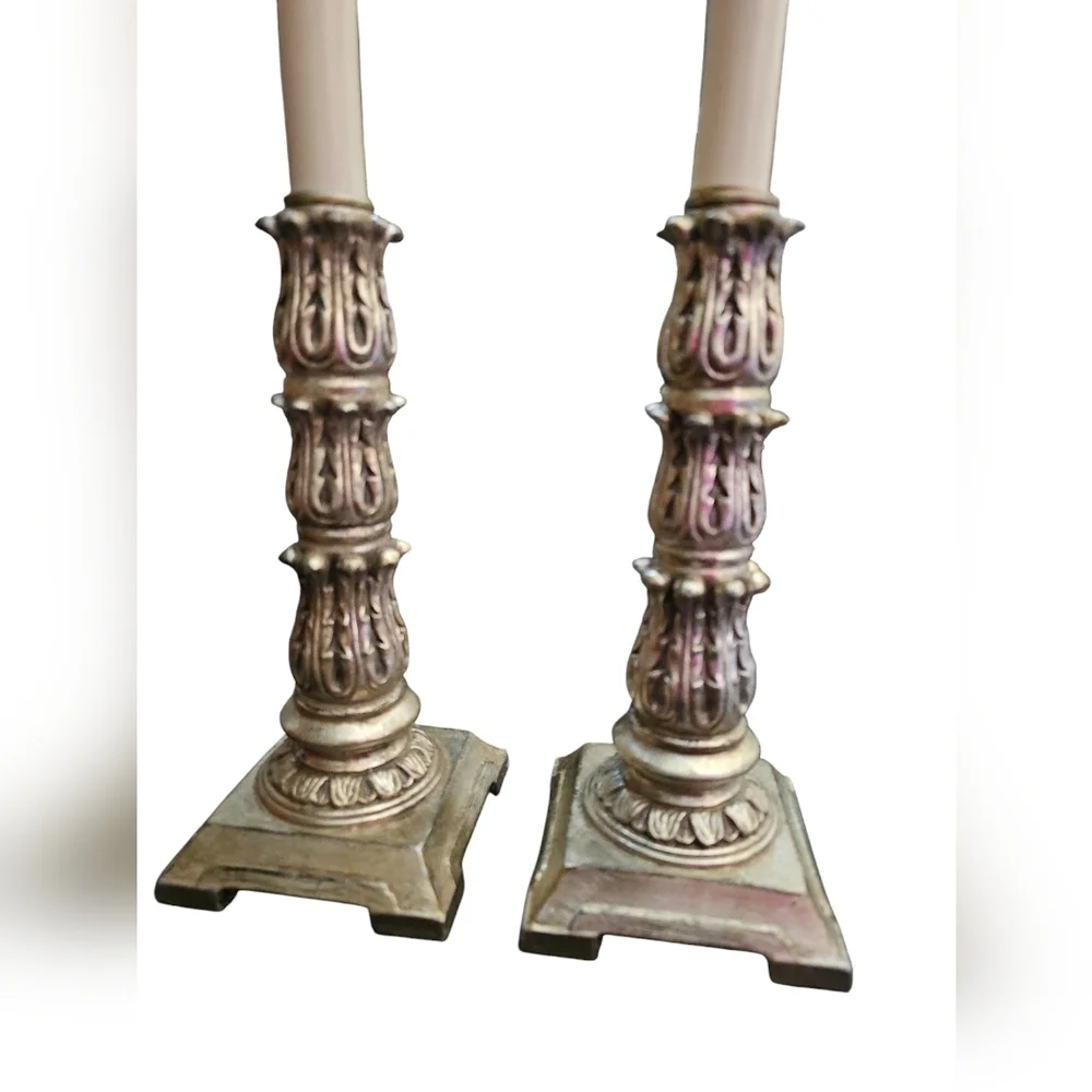 Pair of Gold Candlestick Lamps
